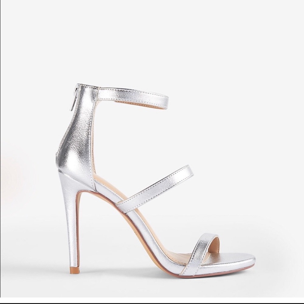 NWOT! EXPRESS Silver strap heels . Great for Date night !